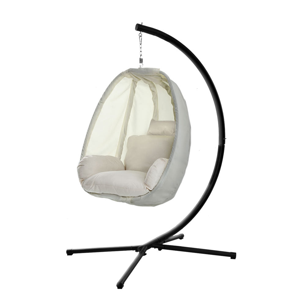 Gardeon Outdoor Egg Swing Chair Foldable Cream