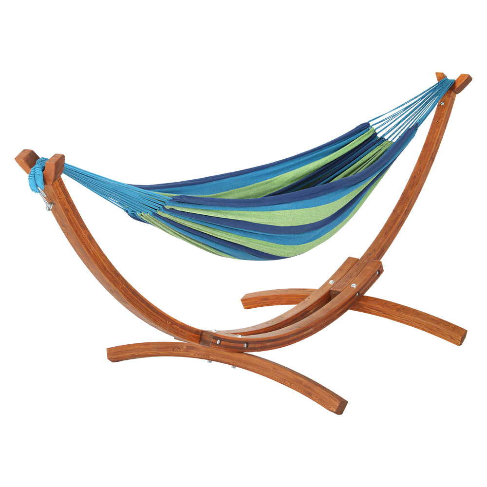 Gardeon Outdoor Timber Hammock Bed Sky Blue