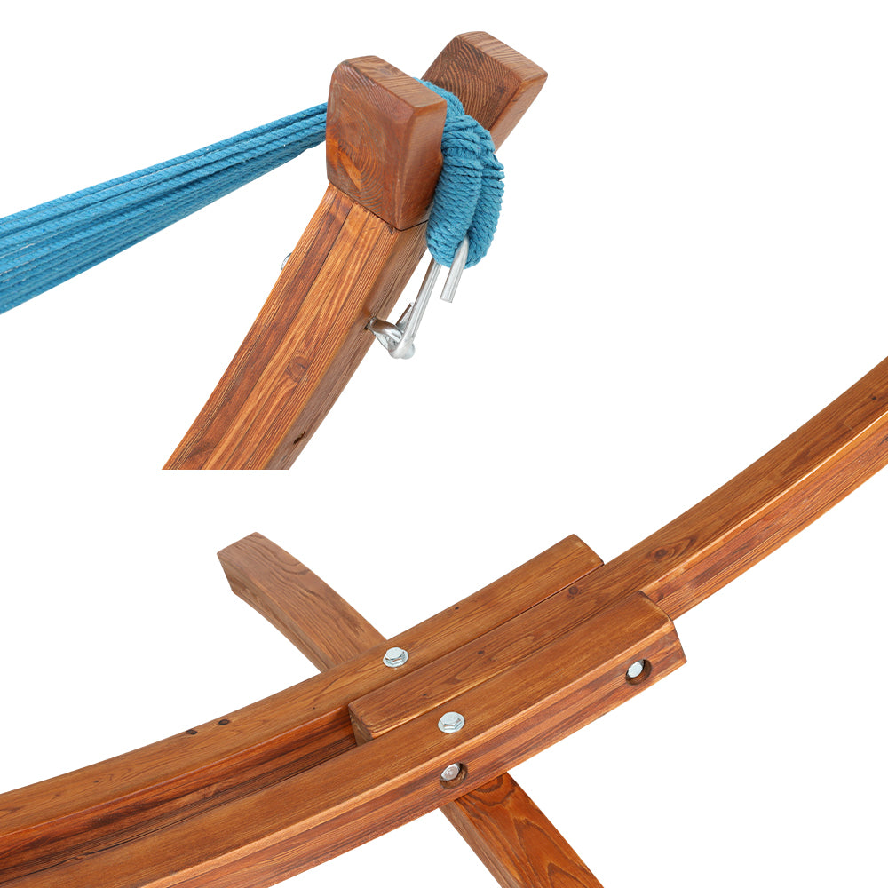 Gardeon Outdoor Timber Hammock Bed Sky Blue