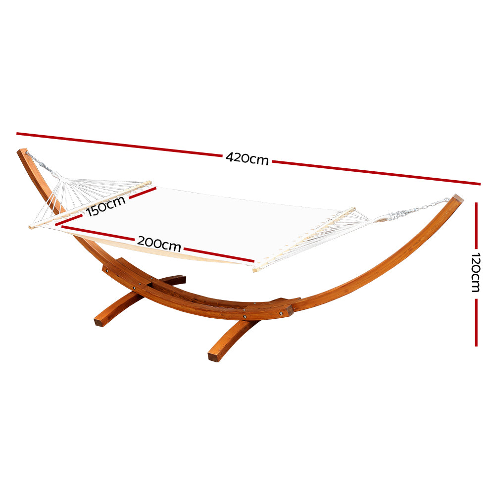 Gardeon Timber Hammock Bed Outdoor Camping Garden Cream