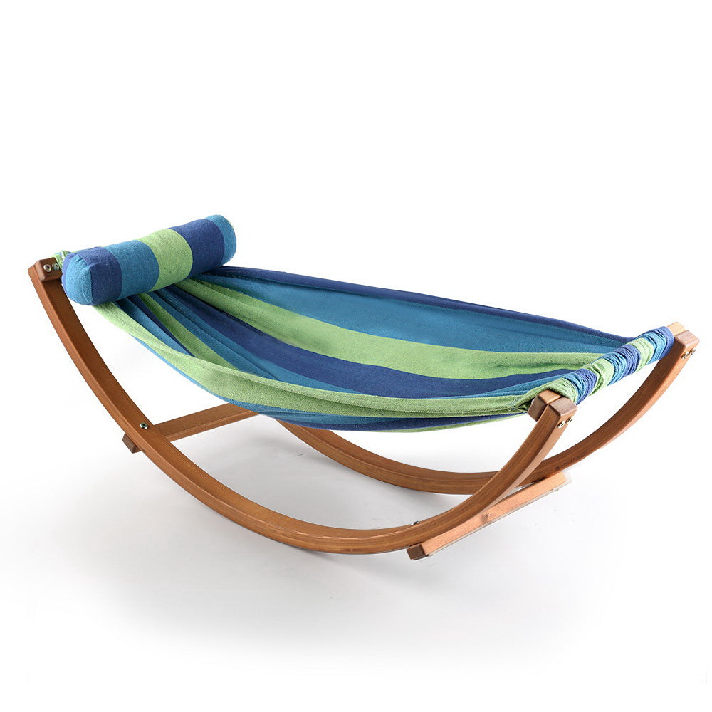 Gardeon Kids Timber Hammock Rocking Sky Blue Outdoor Camping