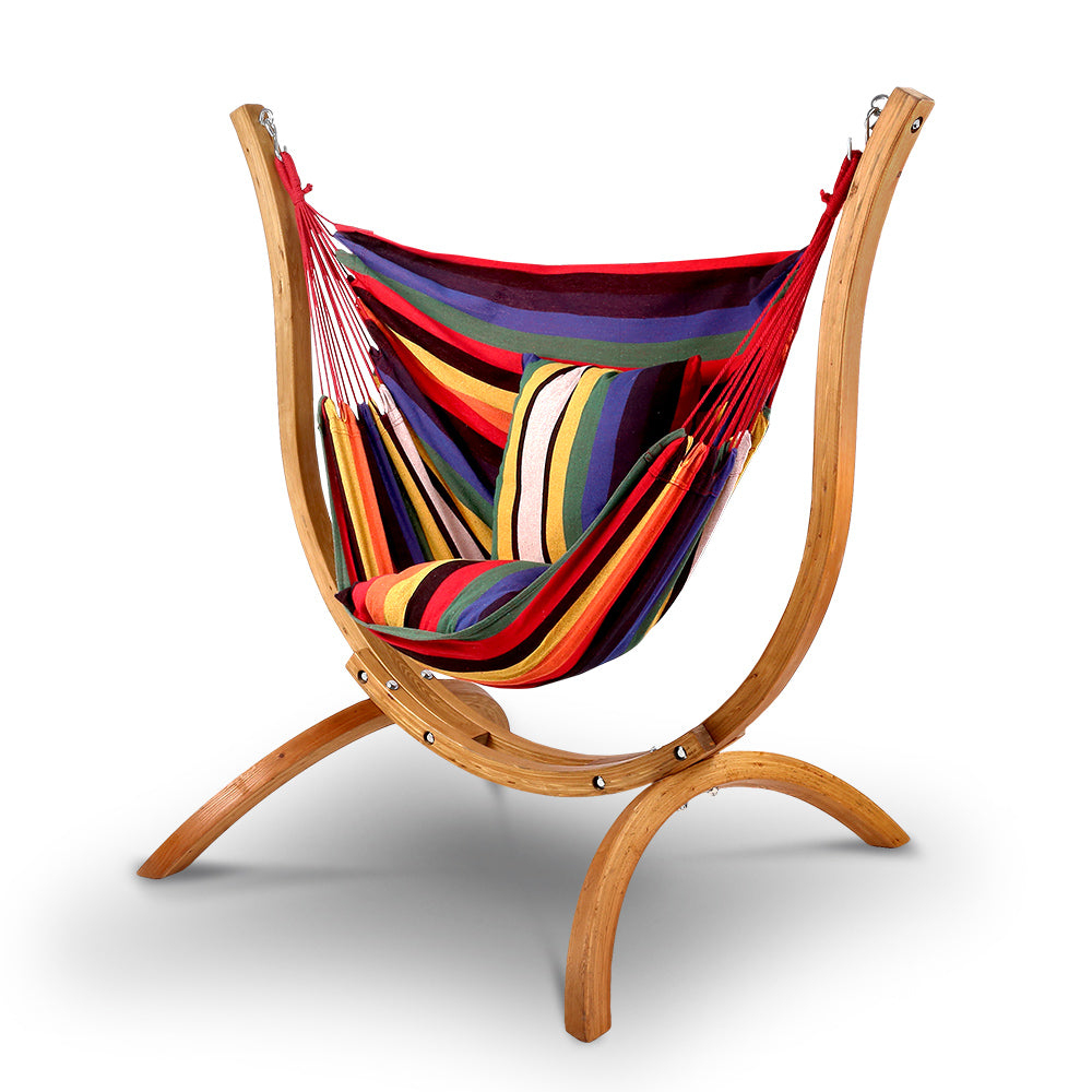 Gardeon Timber Hammock Chair Outdoor Furniture Multi-Coloured