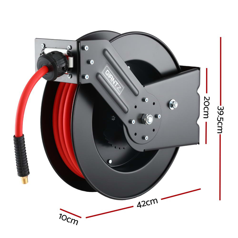 Giantz 15m Retractable Air Hose Reel 300PSI Black/Red