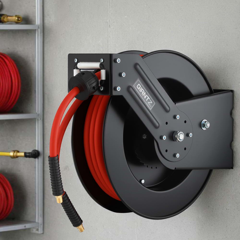 Giantz 15m Retractable Air Hose Reel 300PSI Black/Red