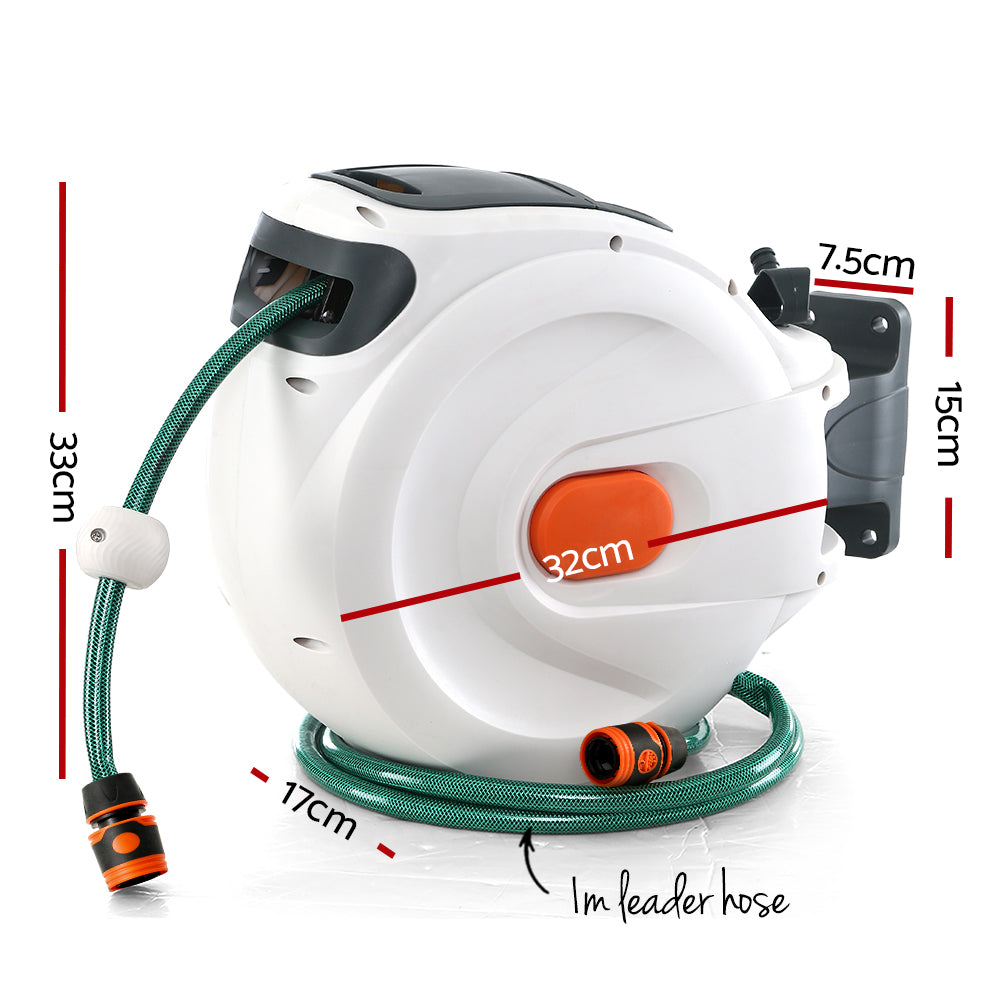 Greenfingers 10m Retractable Garden Hose Reel Auto Rewind Spray Gun