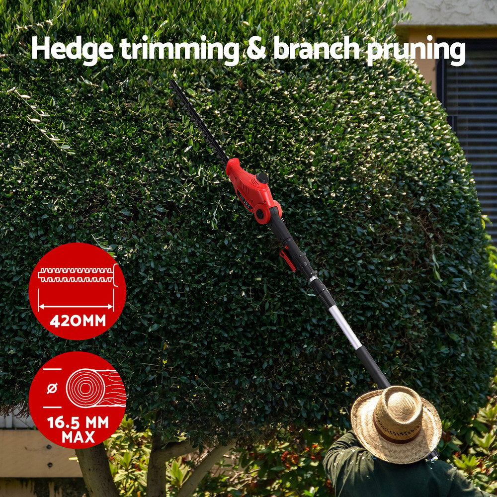 Giantz Cordless Pole Hedge Trimmer Electric Cutter 20V Lithium-Ion