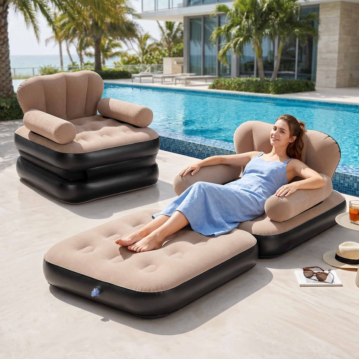 Gardeon Inflatable Pull Out Lounge Chair Air Daybed with Pump