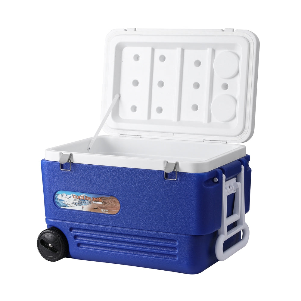 Glacio 60L Portable Ice Cooler Box Wheels Blue