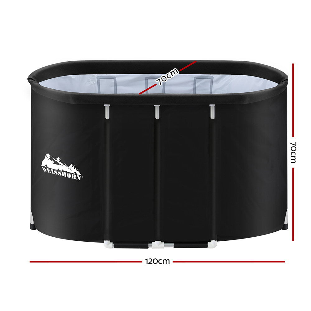 Weisshorn Inflatable Ice Bath Tub 500L Black Spa Massage