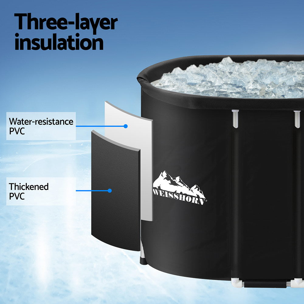 Weisshorn Inflatable Ice Bath Tub 500L Black Spa Massage