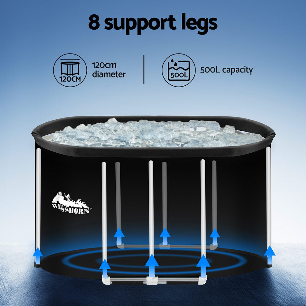 Weisshorn Inflatable Ice Bath Tub 500L Black Spa Massage