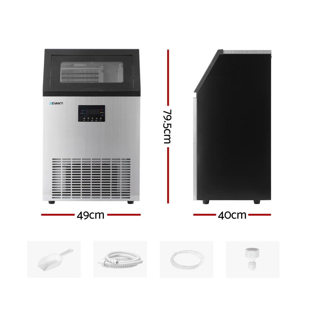 Devanti 45kg Commercial Ice Maker Machine Black/Silver