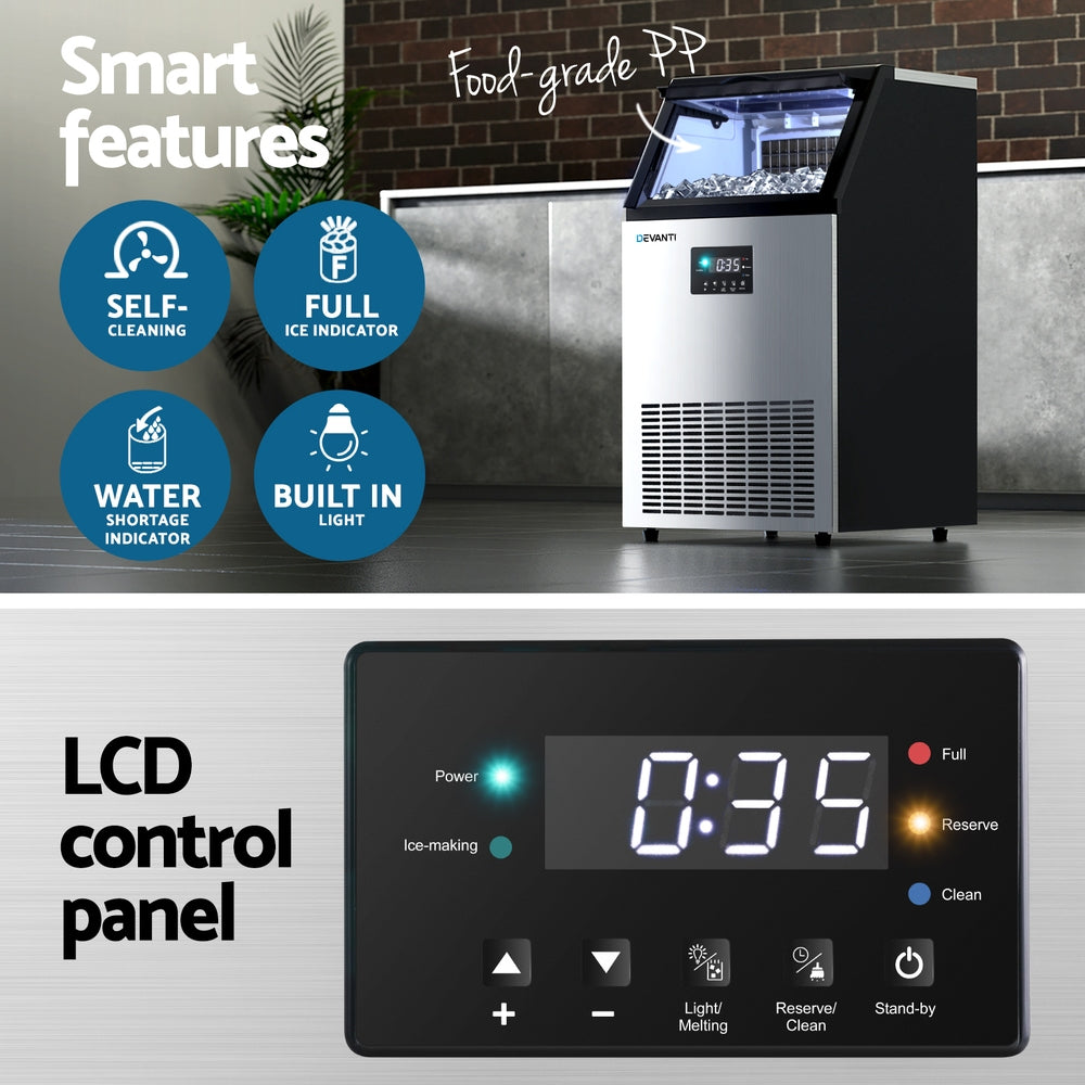 Devanti 45kg Commercial Ice Maker Machine Black/Silver