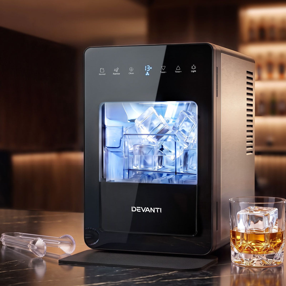 Devanti Benchtop Ice Maker 5cm Large Cubes 150pcs/24h