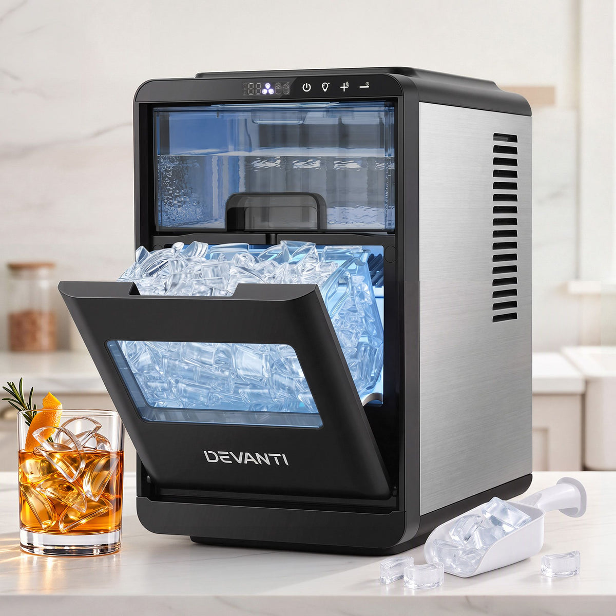 Devanti Crescent Ice Maker Countertop 16pcs 12kg per 24 Hours