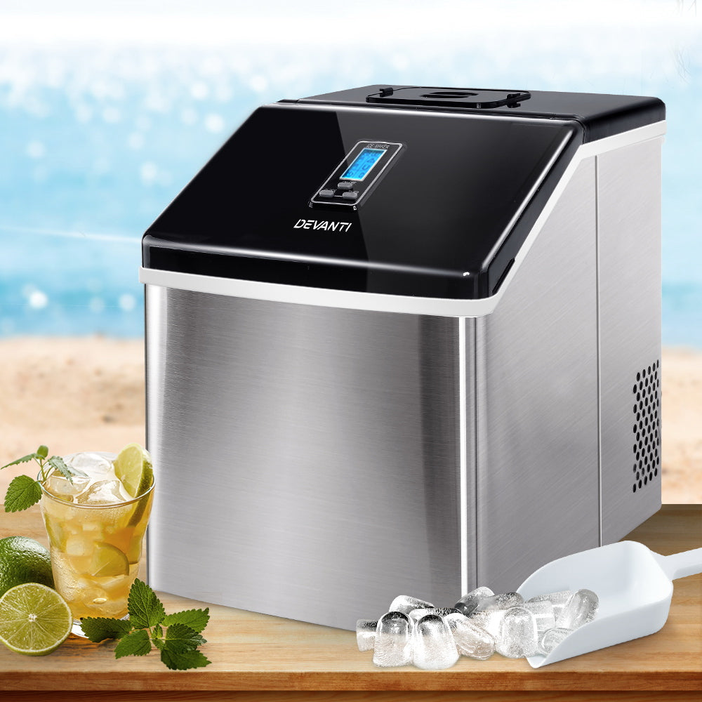 Devanti 18kg Ice Maker Machine Stainless Steel Silver
