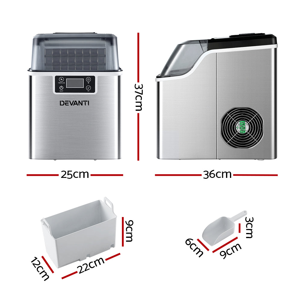 Devanti 3.2L Portable Ice Maker Machine Silver