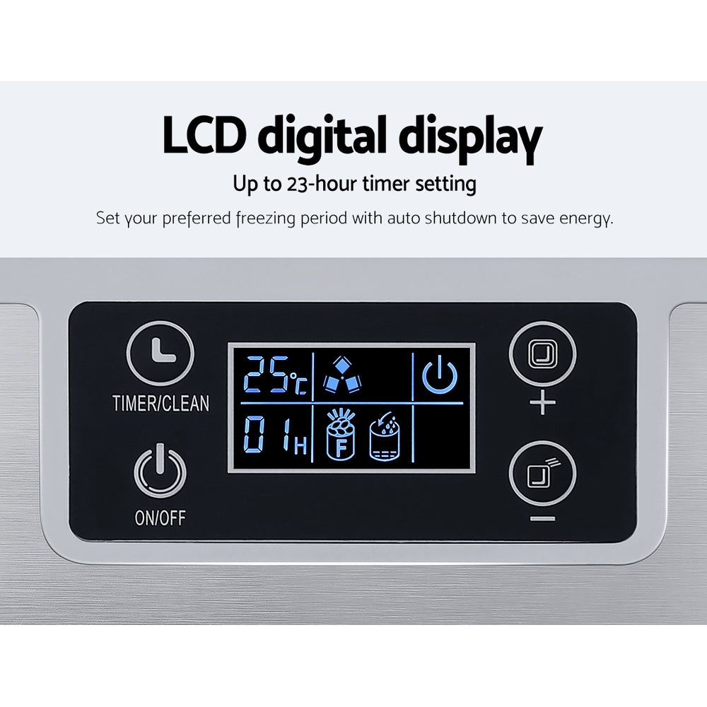 Devanti 3.2L Portable Ice Maker Machine Silver