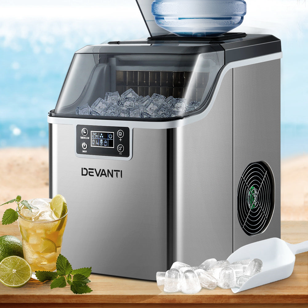 Devanti 3.2L Portable Ice Maker Machine Silver