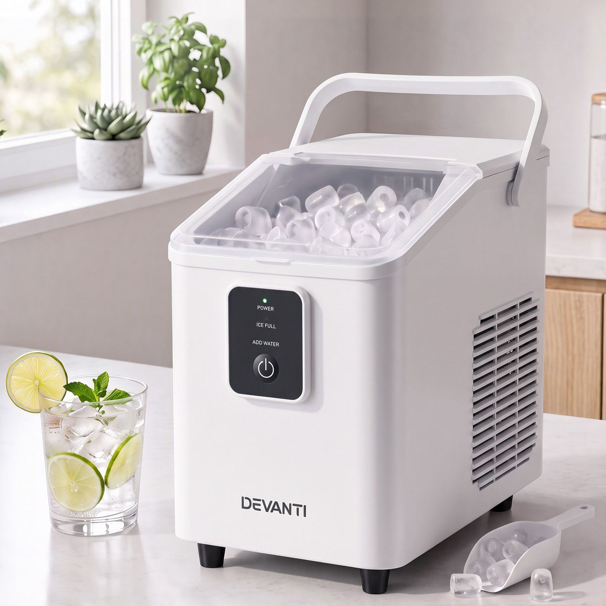 Devanti Portable Ice Maker 11-12kg Bullet Cube White