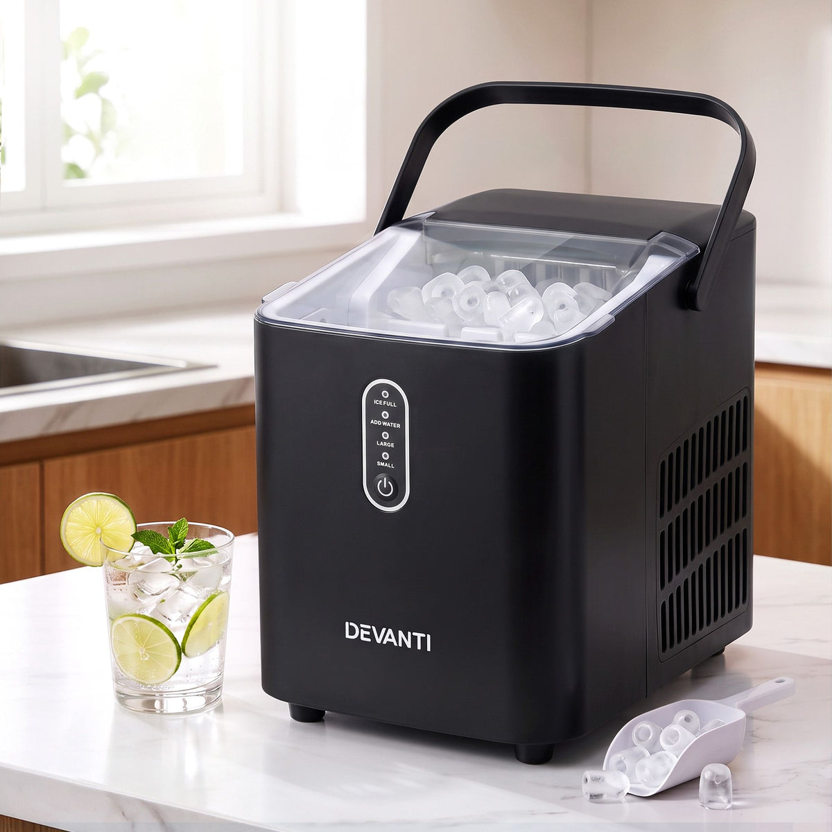 Devanti Portable Ice Maker Countertop Bullet Ice Machine 12KG Black
