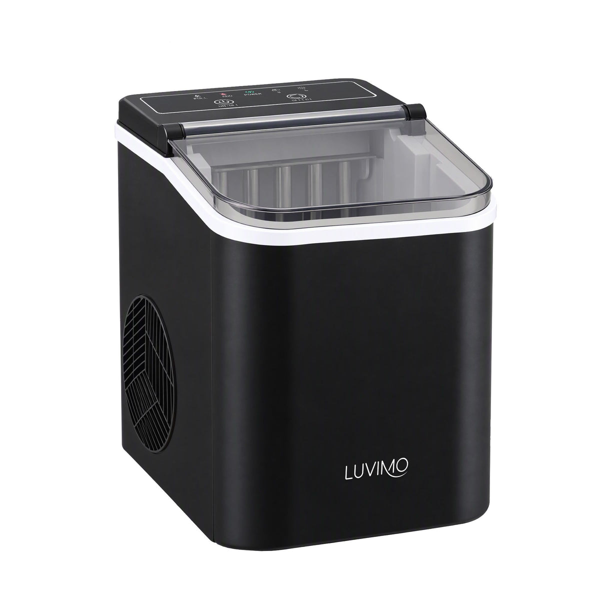 LUVIMO 12kg Ice Maker Machine Full Open Cover Deep Clean - Black
