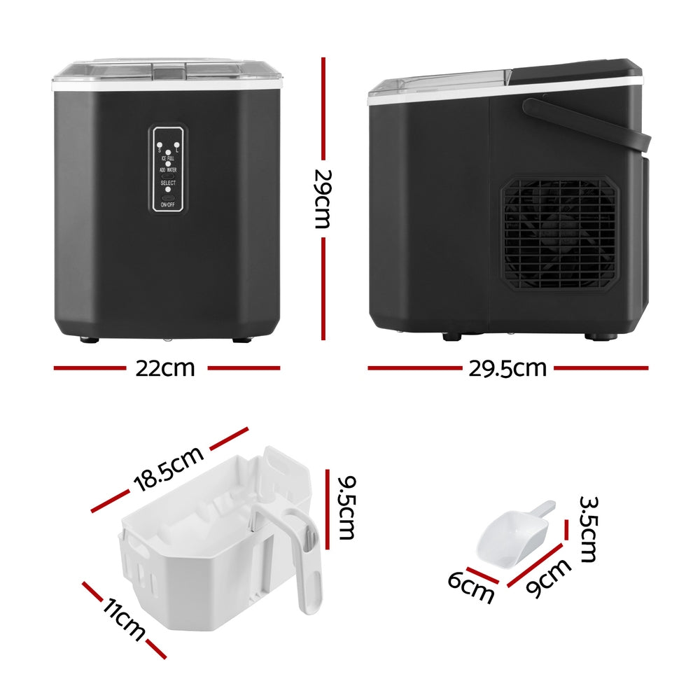 Devanti 12kg Ice Maker Machine Black Countertop