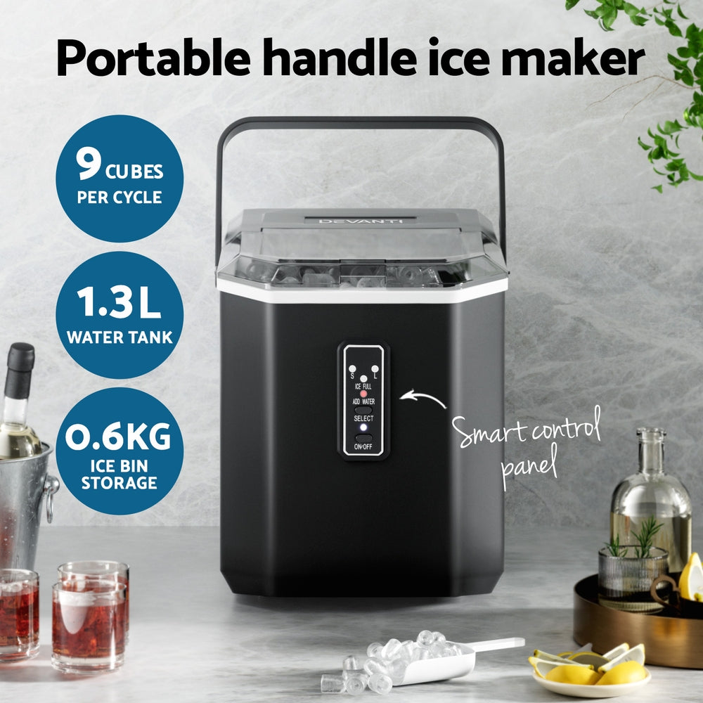 Devanti 12kg Ice Maker Machine Black Countertop