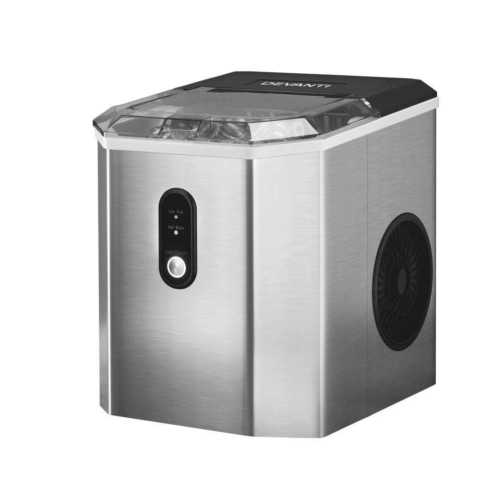 Devanti 12kg Portable Ice Maker Stainless Steel Countertop Silver