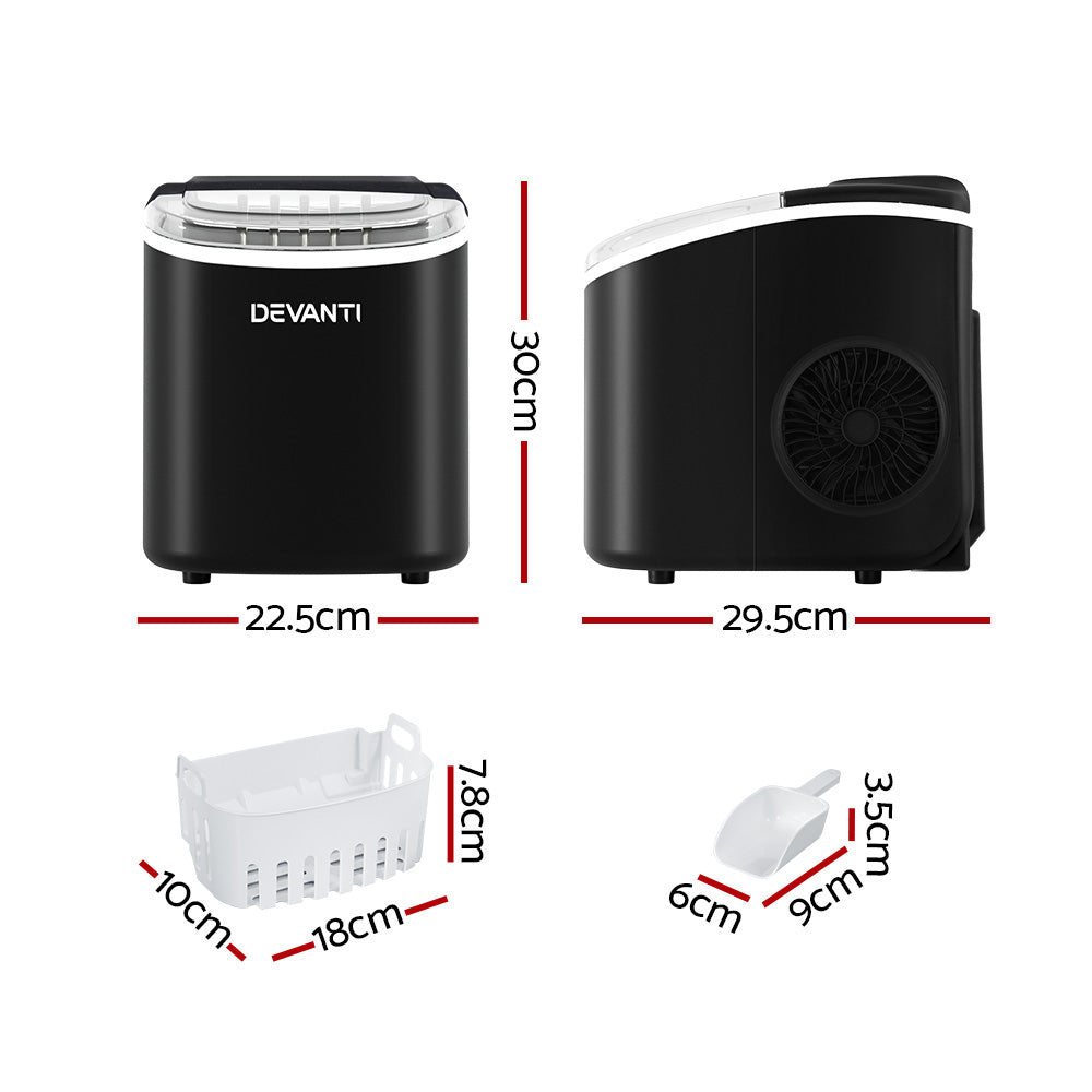 Devanti 12kg Portable Ice Maker Countertop Black