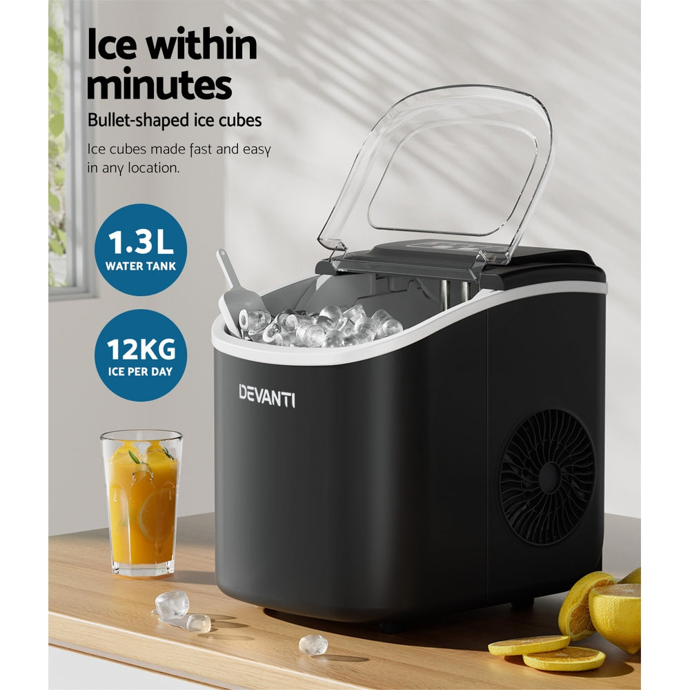 Devanti 12kg Portable Ice Maker Countertop Black