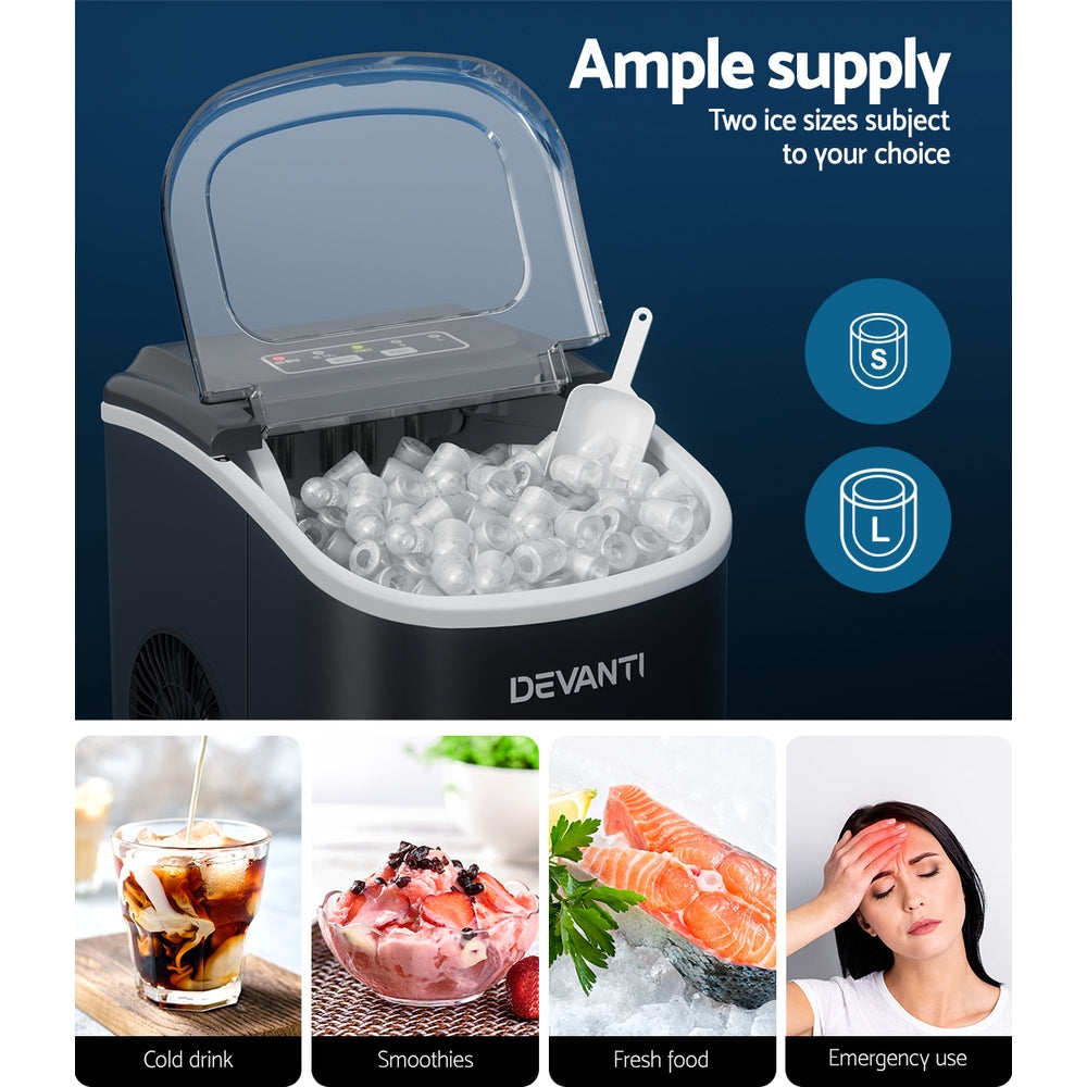 Devanti 12kg Portable Ice Maker Countertop Black