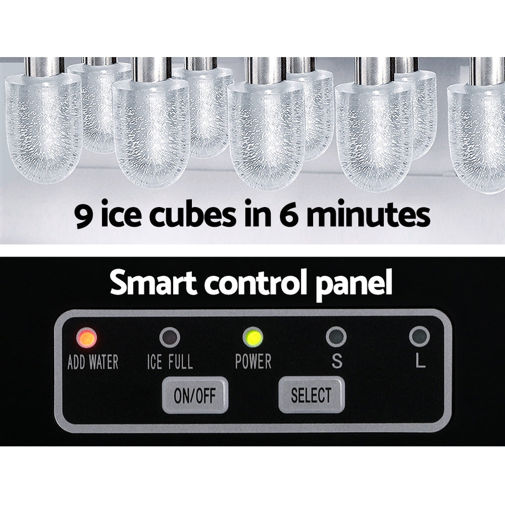 Devanti 12kg Ice Maker Machine Self-Cleaning Silver
