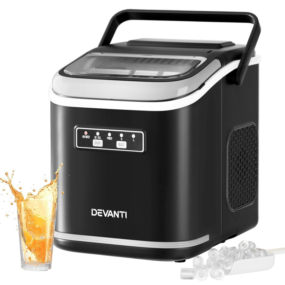 Devanti 12kg Portable Ice Maker Machine Self-Cleaning Black