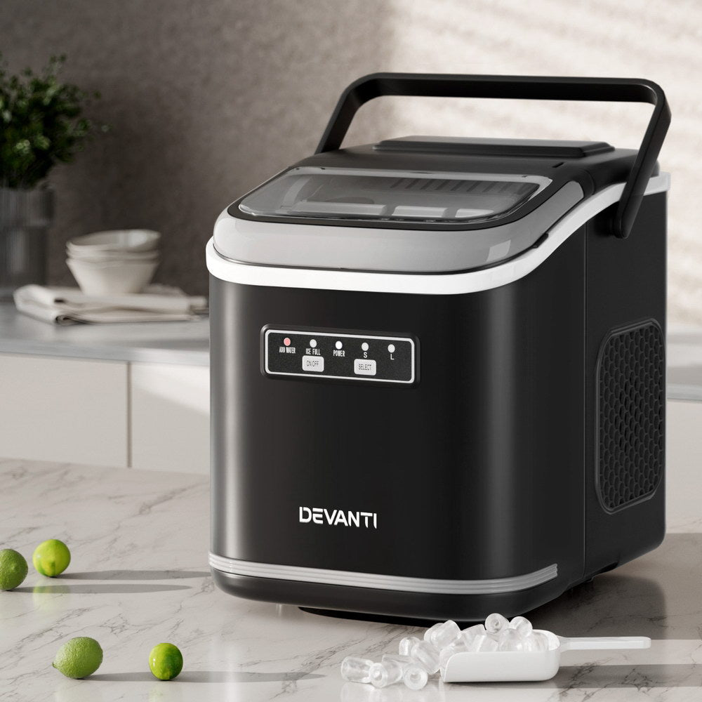 Devanti 12kg Portable Ice Maker Machine Self-Cleaning Black