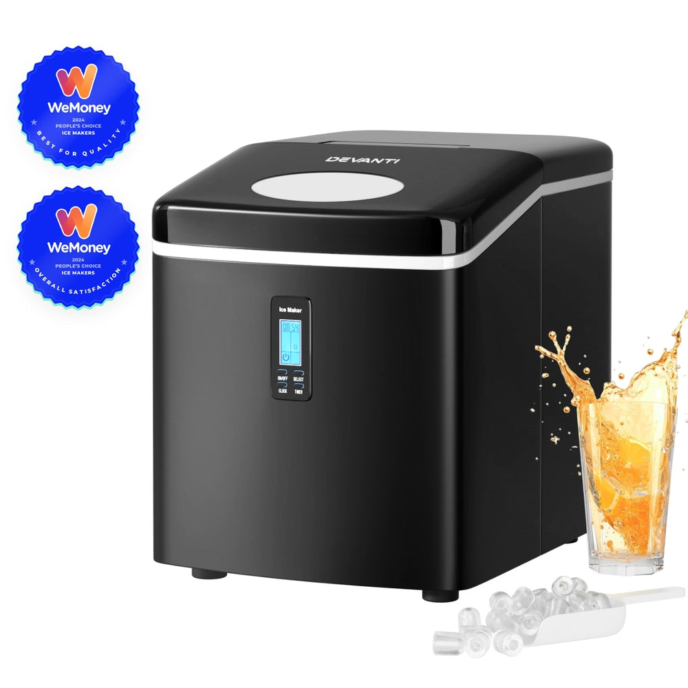 Devanti 15kg Ice Maker Machine Black Bullet-Shaped Cubes