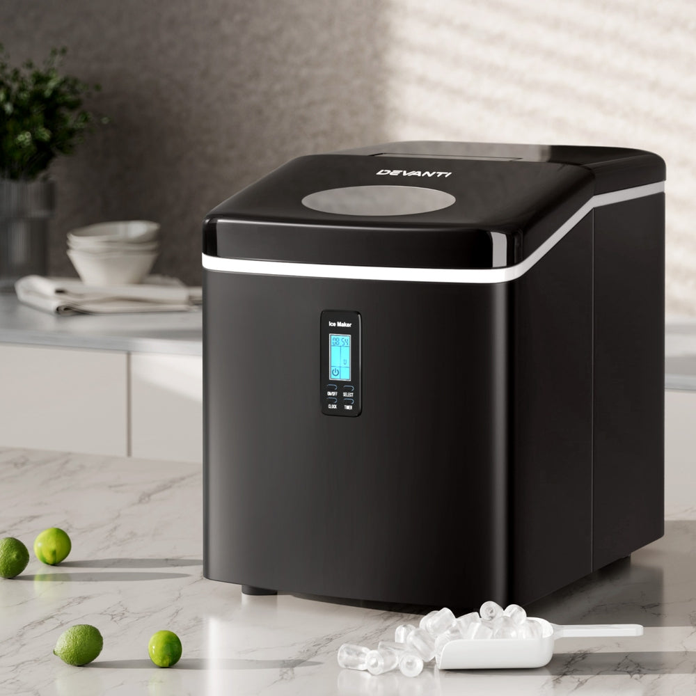 Devanti 15kg Ice Maker Machine Black Bullet-Shaped Cubes