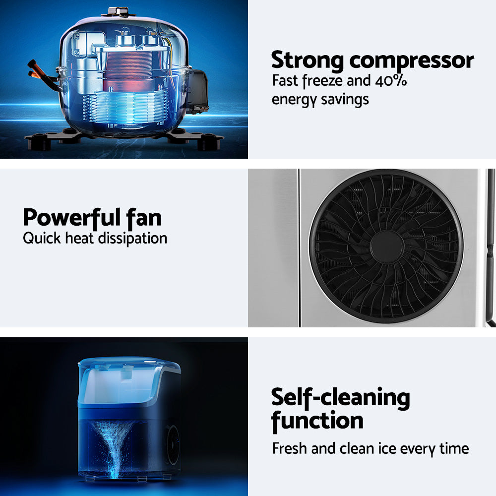 Devanti 15kg Nugget Ice Maker Machine Silver
