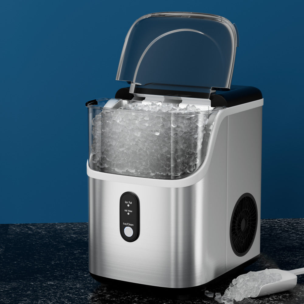 Devanti Ice Maker Machine 15kg Nugget Ice Silver