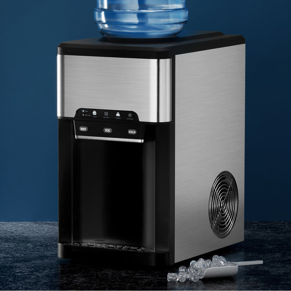 Devanti 20kg Ice Maker Machine 3-in-1 Water Dispenser Silver