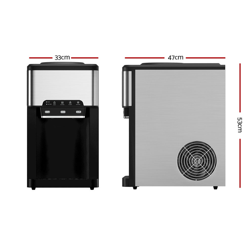 Devanti 20kg Ice Maker Machine 3-in-1 Water Dispenser Silver