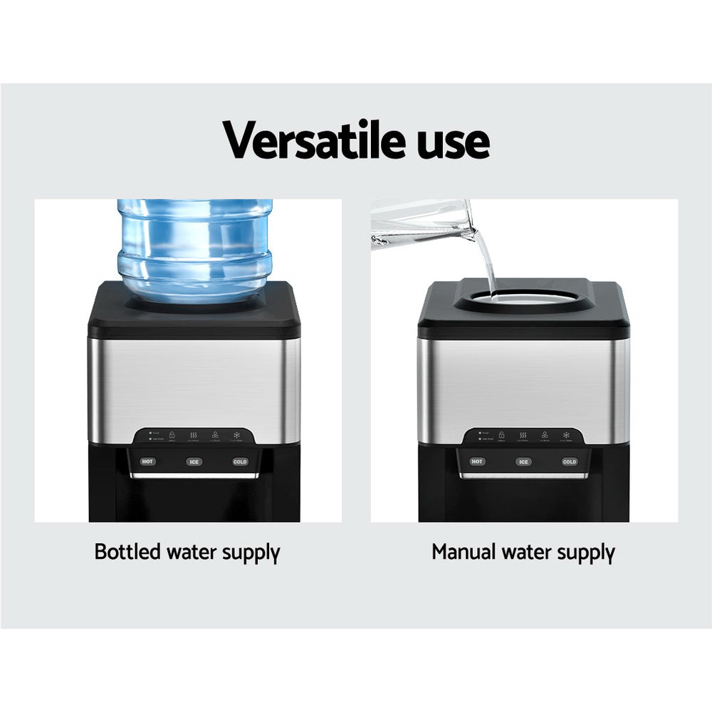 Devanti 20kg Ice Maker Machine 3-in-1 Water Dispenser Silver