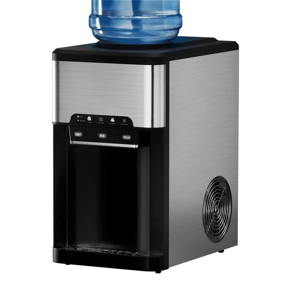 Devanti 20kg Ice Maker Machine 3-in-1 Water Dispenser Silver
