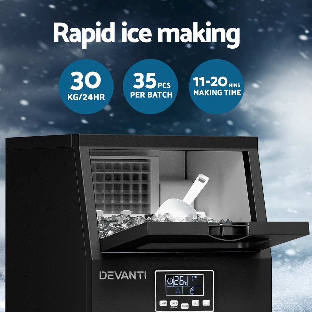 Devanti 30kg Commercial Ice Maker Cube Machine Black