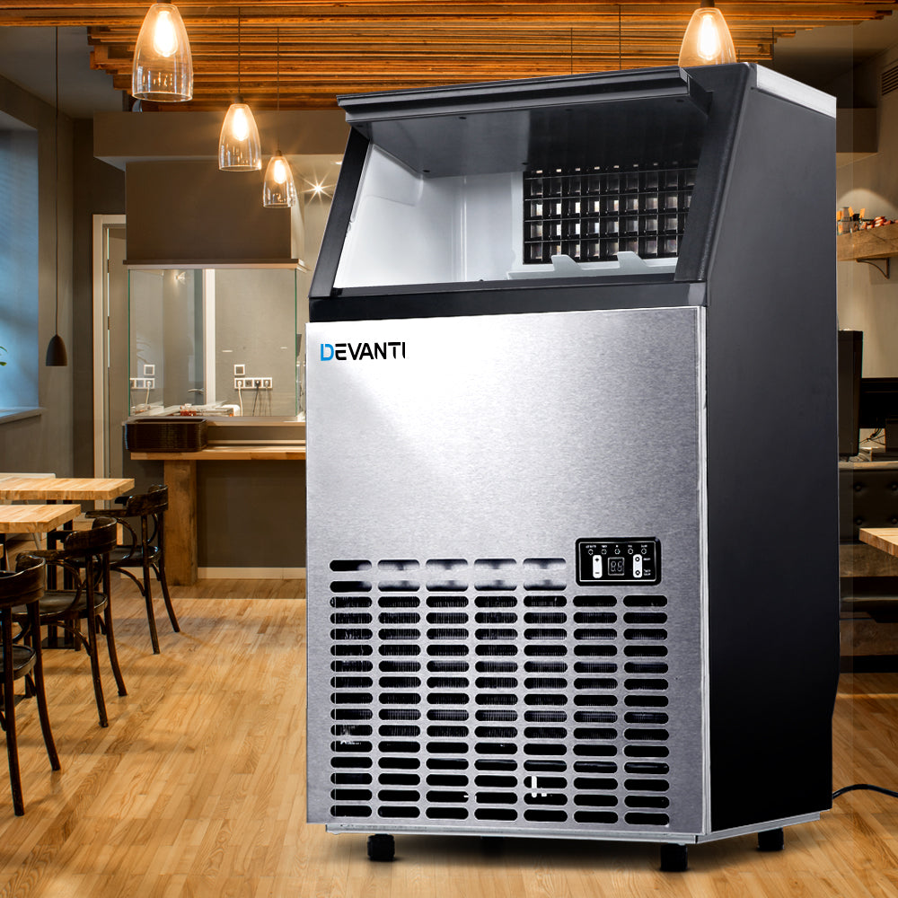 Devanti 60kg Commercial Ice Maker Machine Black/Silver