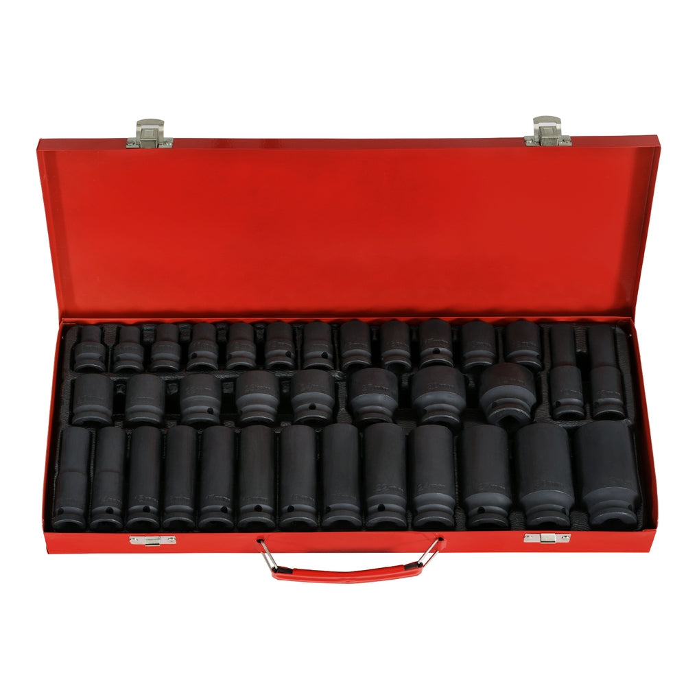Giantz 35pc 1/2" Drive Impact Socket Set Metric 8-32mm Black