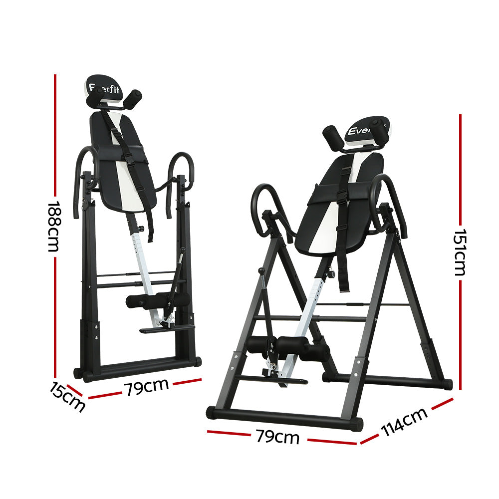 Everfit Grey Inversion Table Gravity Exercise Back Stretcher Home Gym