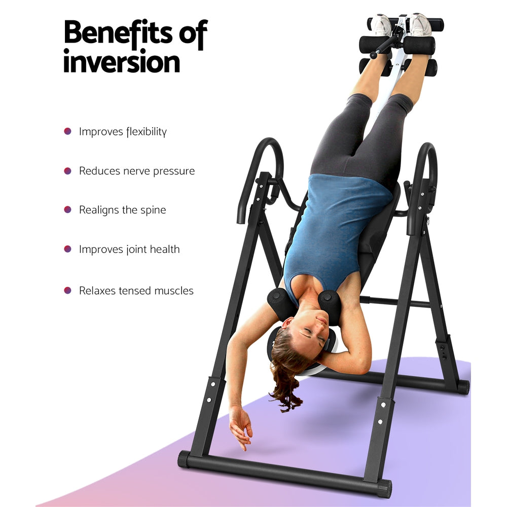 Everfit Grey Inversion Table Gravity Exercise Back Stretcher Home Gym