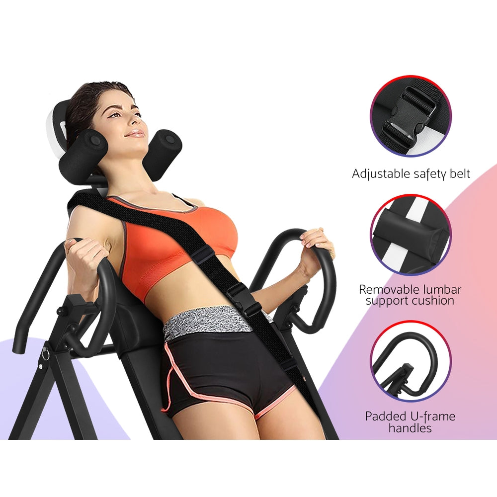 Everfit Grey Inversion Table Gravity Exercise Back Stretcher Home Gym