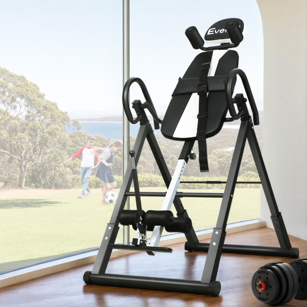 Everfit Grey Inversion Table Gravity Exercise Back Stretcher Home Gym